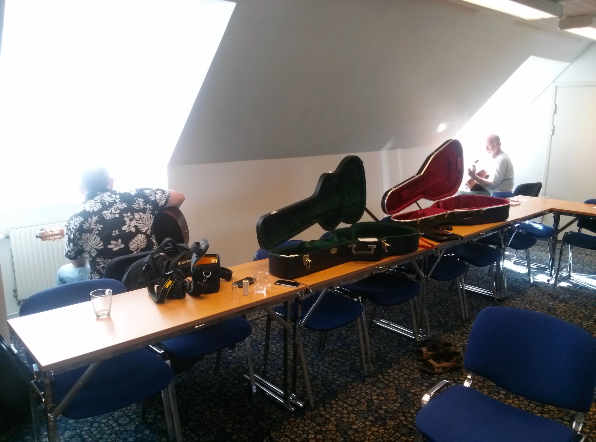 Individual practice spaces by the windows
