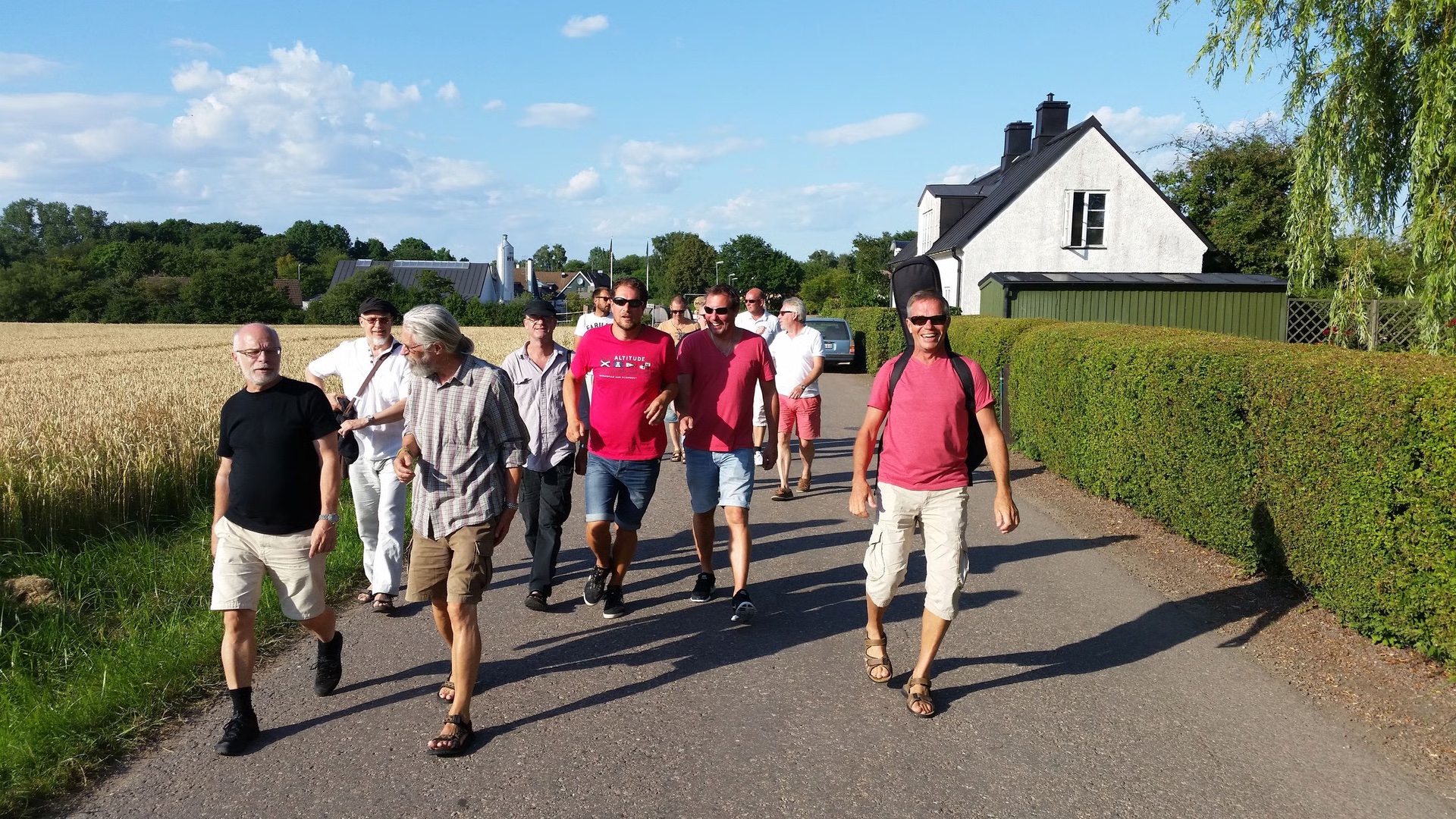 The retreat group walking on Ven island